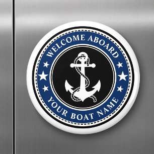 Willkommen an Bord Ihres Bootes Name Anchor Stars  Magnet