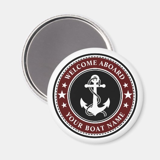 Willkommen an Bord Ihres Bootes Name Anchor Sterne Magnet (Vorderseite/Rückseite)