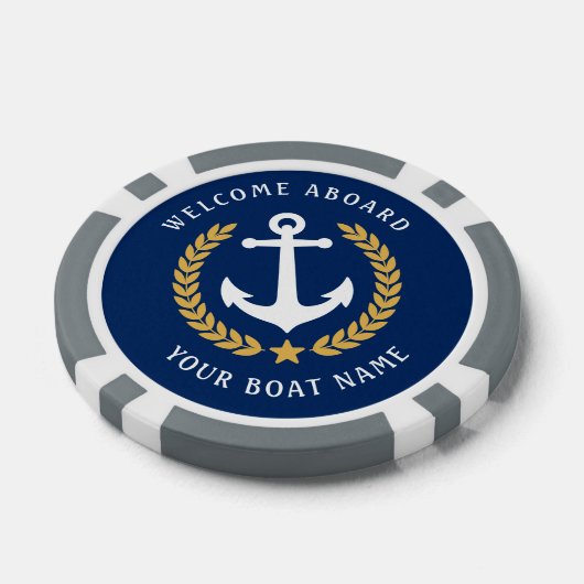 Willkommen an Bord Ihres Bootes Name Nautic Style Pokerchips (Einzeln)