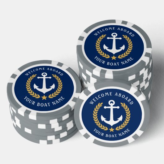 Willkommen an Bord Ihres Bootes Name Nautic Style Pokerchips (Stapel)