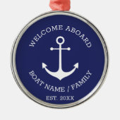 Willkommen an Bord marineblauer nautischer Anker Ornament Aus Metall (Vorne)
