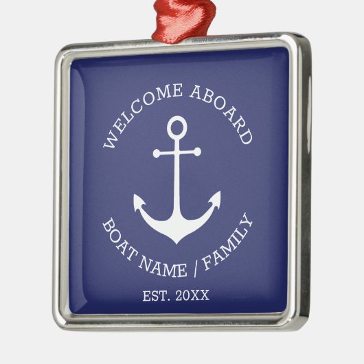 Willkommen an Bord marineblauer nautischer Anker Ornament Aus Metall (Links)