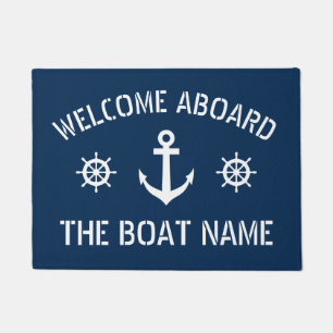 Willkommen an Bord Name nautischer Anker blau Mari Fußmatte