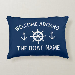 Willkommen an Bord Name nautischer Anker Marine bl Dekokissen