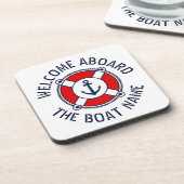 Willkommen an Bord Name nautischer Anker Rettungsb Getränkeuntersetzer (Linke Seite)