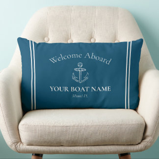 Willkommen an Bord Name Ocean Blue Nautical Lendenkissen