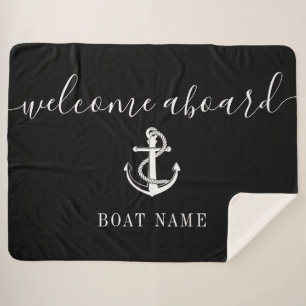 Willkommen an Bord Schwarzer und Weißer Anker Boot Sherpadecke