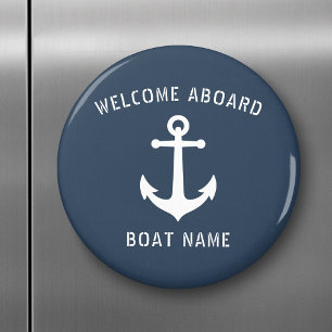 Willkommen an Bord Vintage-Nautik-Anker-Bootname Magnet
