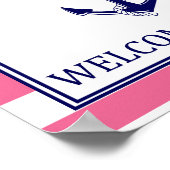 Willkommen an Bord - Zeichen - rosa Marine Nautic Poster (Ecke)