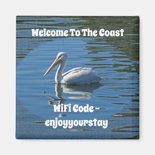 Willkommen an der Küste White Pelican Beach WLAN Magnet (Vorne)