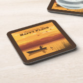 Willkommen an meinem glücklichen Ort Getränkeuntersetzer (Linke Seite)