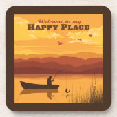 Willkommen an meinem glücklichen Ort Getränkeuntersetzer (Vorderseite)