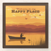 Willkommen an meinem glücklichen Ort Glasuntersetzer (Vorderseite)