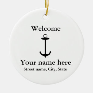Willkommen Anker einfaches Design Namen Ort Detail Keramik Ornament