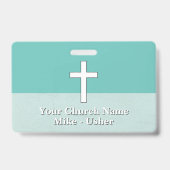 Willkommen Aquamarin White Christlich Church Usher Ausweis (Back)