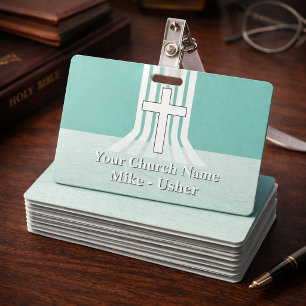 Willkommen Aquamarin White Christlich Church Usher Ausweis