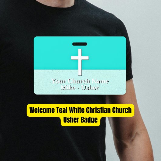 Willkommen Aquamarin White Christlich Church Usher Ausweis