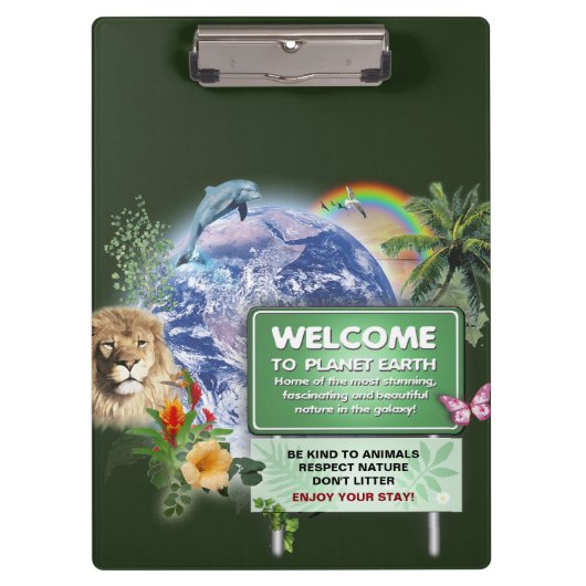 Willkommen auf dem Planeten Erde Klemmbrett (Vorderseite)