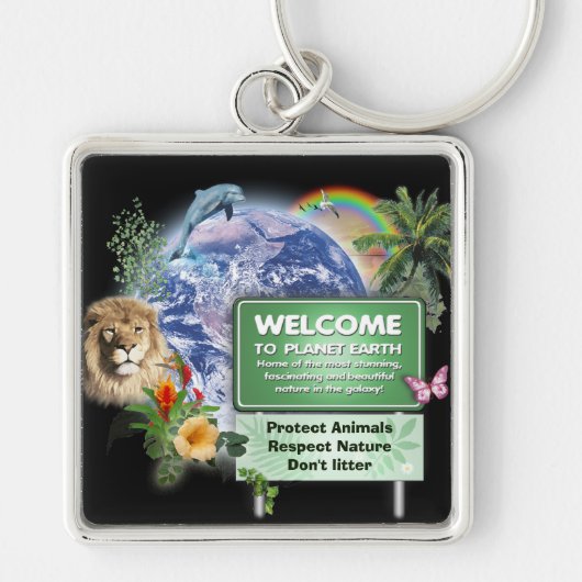 Willkommen auf dem Planeten Erde Schlüsselanhänger (Vorne)