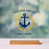 Willkommen auf dem Schiff Name Anchor Gold Laurel Acrylschild (Neutral)