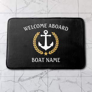 Willkommen auf dem Schiff Name Anchor Gold Laurel  Badematte