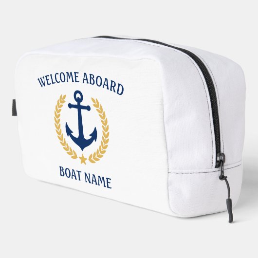 Willkommen auf dem Schiff Name Anchor Gold Laurel Waschbeutel (Rechte Ecke)