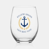 Willkommen auf dem Schiff Name Anchor Gold Laurel Weinglas Ohne Stiel (Vorderseite)
