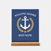 Willkommen auf dem Schiff Name Anchor Laurel Navy  Acrylschild (Vorderseite)