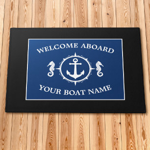 Willkommen auf dem Schiff Name Anchor Seepferd Nav Fußmatte