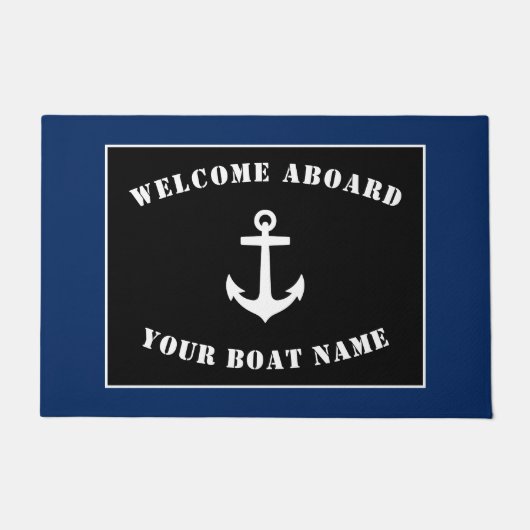 Willkommen auf dem Schiff Name Klassische Ankerflo Fußmatte (Vorderseite)