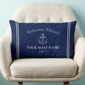 Willkommen auf dem Schiff Name Navy Blue White Nau Lendenkissen