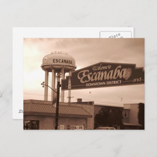 Willkommen auf den Postkarten von Escanaba (Vorne/Hinten)