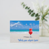 Willkommen auf der Beach Postcard mit Red Tropical Postkarte (Stehend Vorderseite)