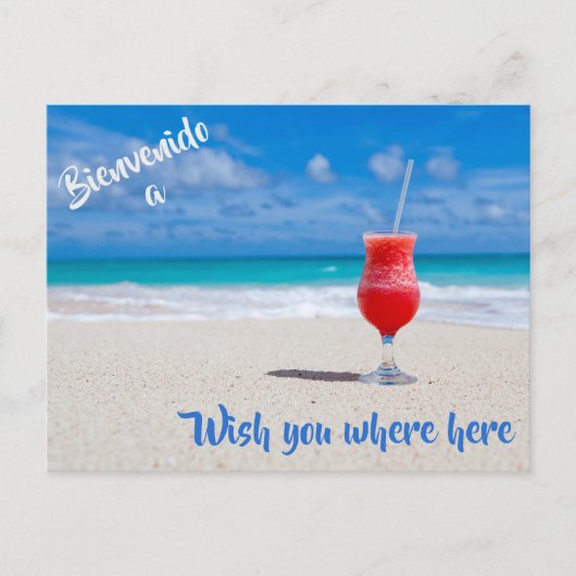 Willkommen auf der Beach Postcard mit Red Tropical Postkarte (Vorderseite)