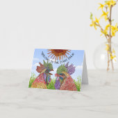 Willkommen auf der Funny Farm Chickens Grußkarte Karte (Gelbe Blume)