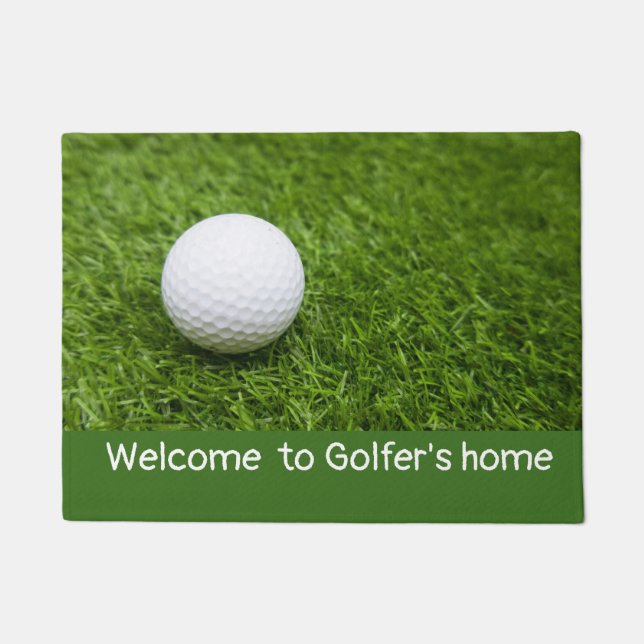 Willkommen auf der Golfer-Zuhause mit Golfball auf Fußmatte (Vorderseite)