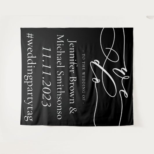 Willkommen auf der Hochzeit einfach wir schwarz tu Wandteppich (Vorderseite (Horizontal))