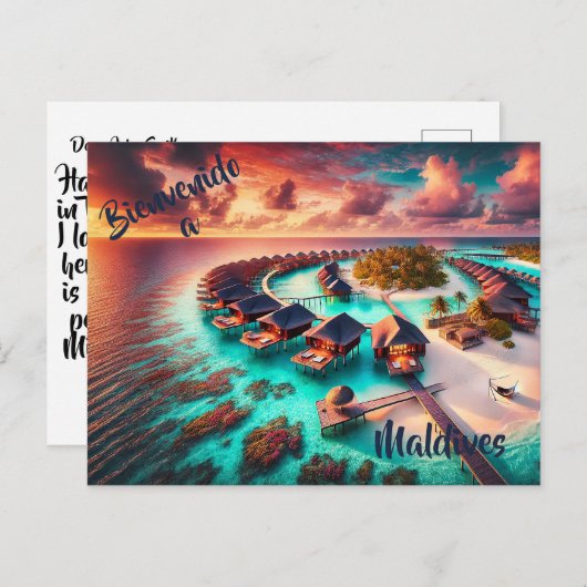 Willkommen auf der Postkarte der Malediven (Vorne/Hinten)