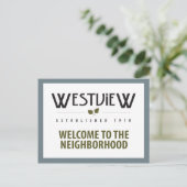 Willkommen auf der Postkarte der Nachbarschaft (Stehend Vorderseite)