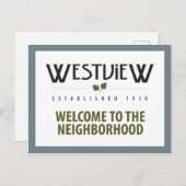 Willkommen auf der Postkarte der Nachbarschaft (Vorne/Hinten)