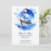 Willkommen auf der Seeschifffahrt: Kinderdusche Einladung (Stehend Vorderseite)