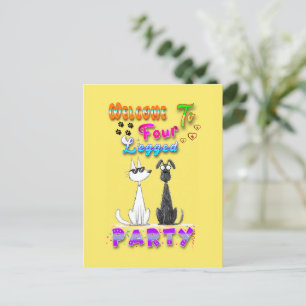 Willkommen auf der Vierbeinigen Party Postkarte