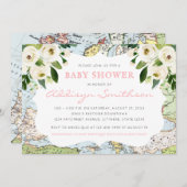 Willkommen auf der Welt Blumenkarte Pink Baby Dusc Einladung (Vorne/Hinten)