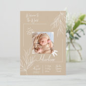 Willkommen auf der Welt - Geburtshilfekarte Einladung (Stehend Vorderseite)