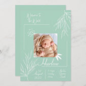 Willkommen auf der Welt Geburtskarte Aquamarin Einladung (Vorne/Hinten)