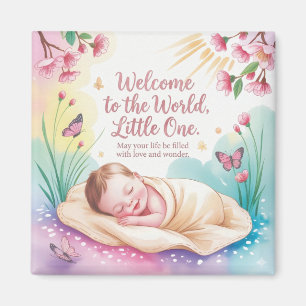 "Willkommen auf der Welt" Neugeborenen-Babygruß Magnet