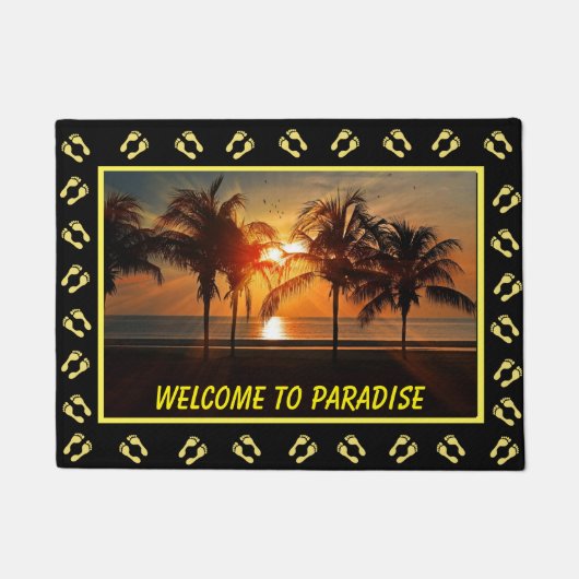Willkommen auf Paradise Island Sunset Fußmatte (Vorderseite)