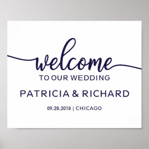 Willkommen auf unserem eleganten Hochzeitsschild i Poster