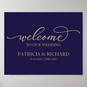 Willkommen auf unserer Hochzeit Chic Gold Schrift  Poster