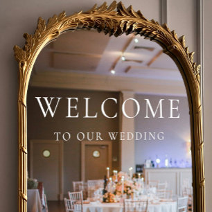 Willkommen auf unserer Hochzeit Elegant White Seri Fensteraufkleber
